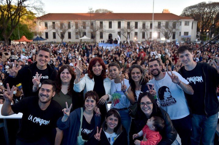Cristina Fernández de Kirchner en el cierre del plenario de La Campora.