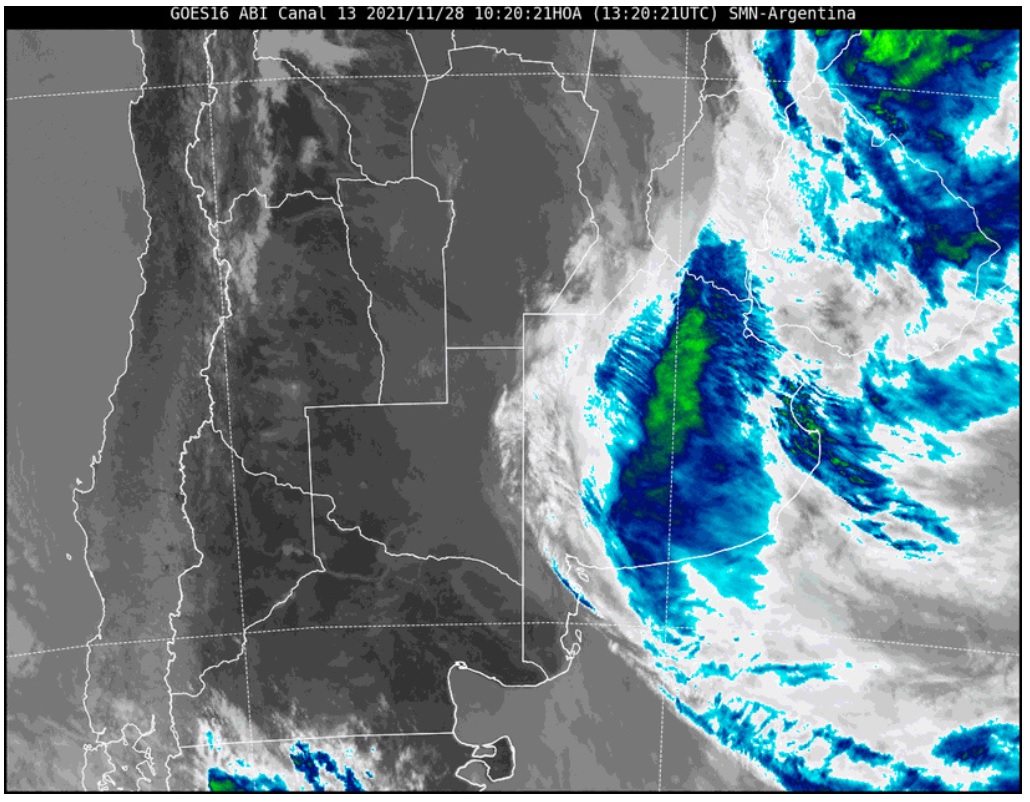 El satélite sobre el tiempo hoy en la provincia de Buenos Aires. 