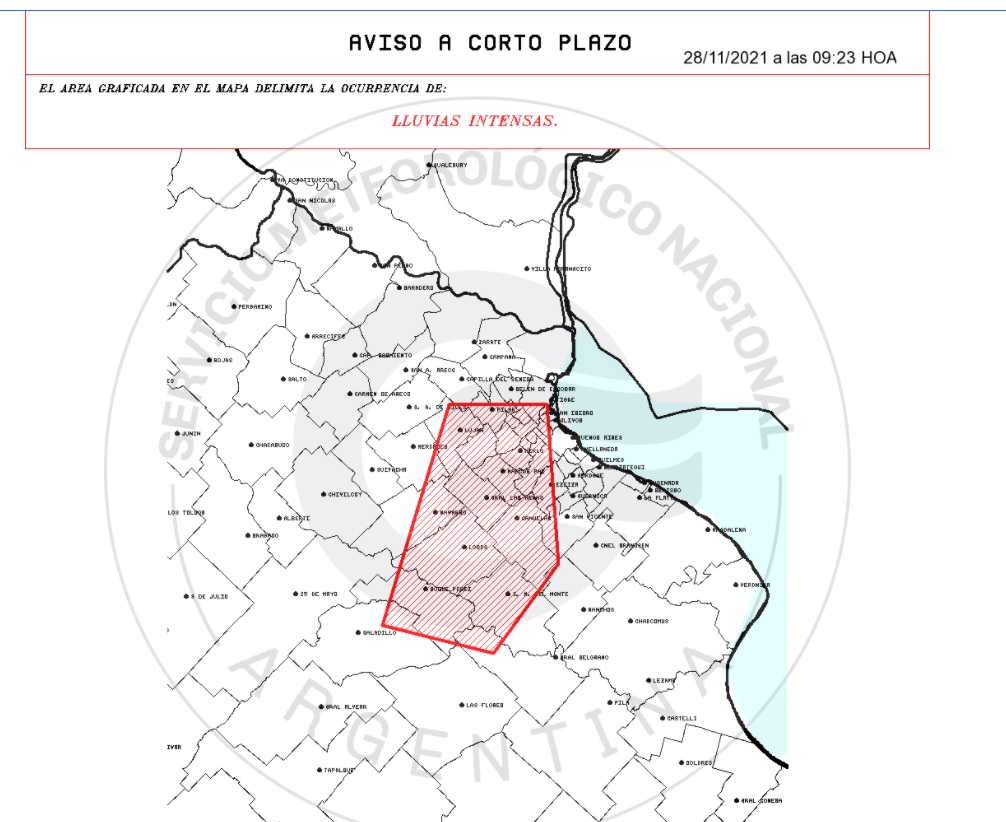 La alerta amarilla afecta a varios municipios bonaerenses. 