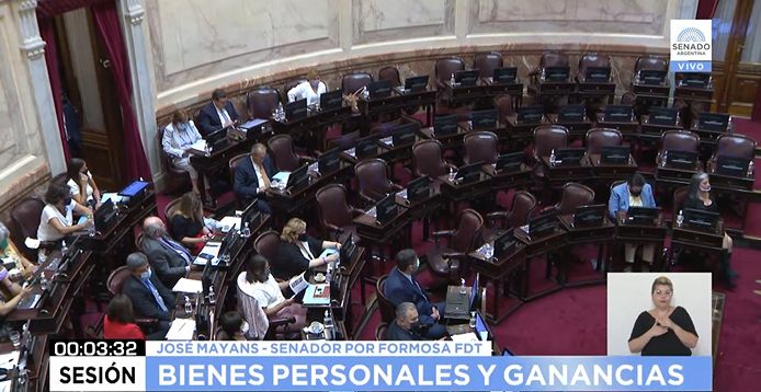 El debate por la modificación del Impuesto a los Bienes Personales se llevó a cabo sin la presencia de los senadores del interbloque de JxC.