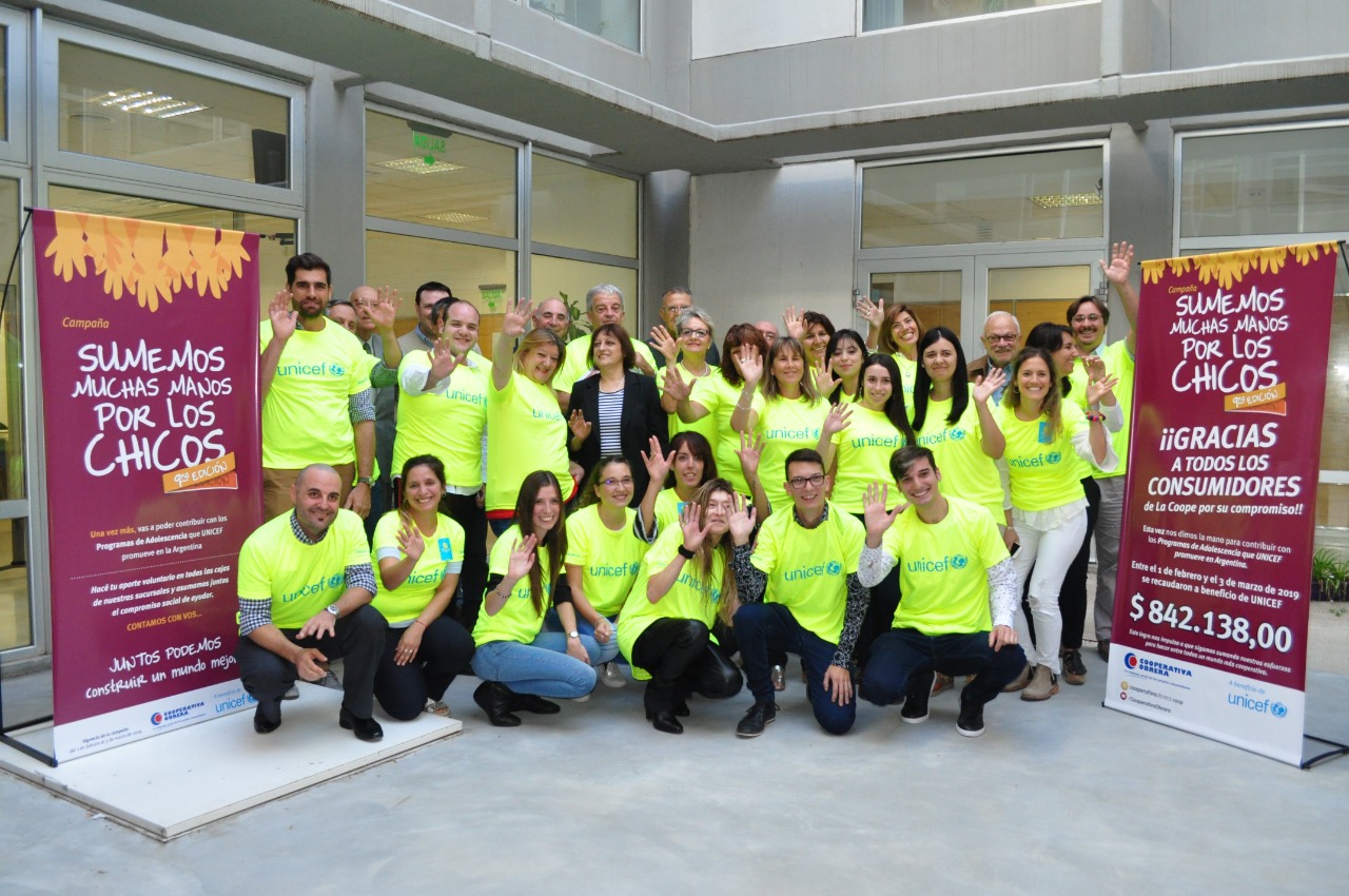 Redondeo Solidario. El aporte de los clientes de la Cooperativa Obrera llegó a UNICEF. 
