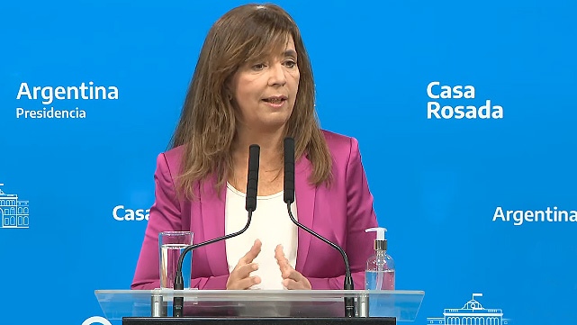 La portavoz presidencial, Gabriela Cerruti, esta mañana criticó a Juntos por el Cambio y a la Corte Suprema de Justicia.
