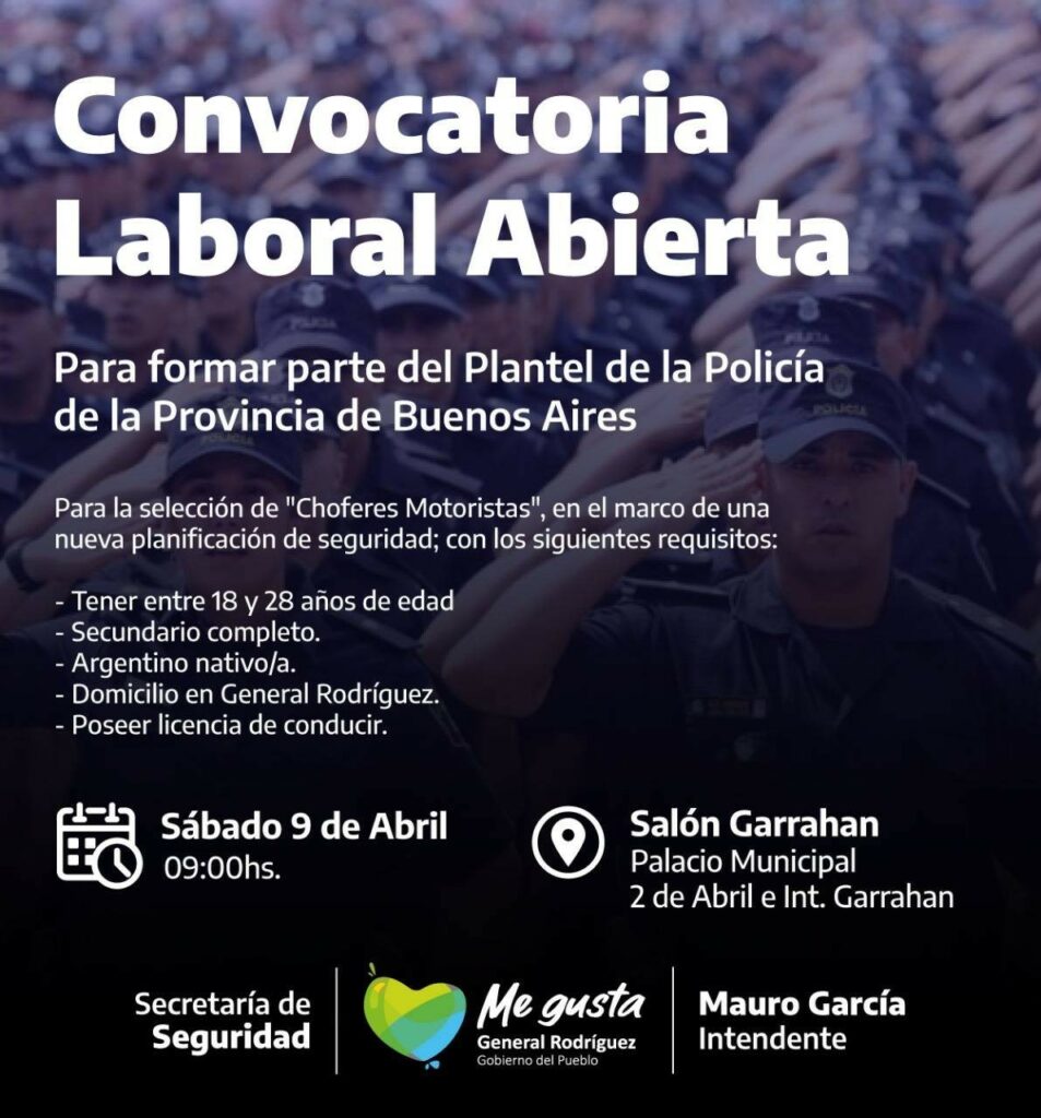 Así fue la convocatoria que lanzó el municipio de General Rodríguez para que civiles manejen patrulleros