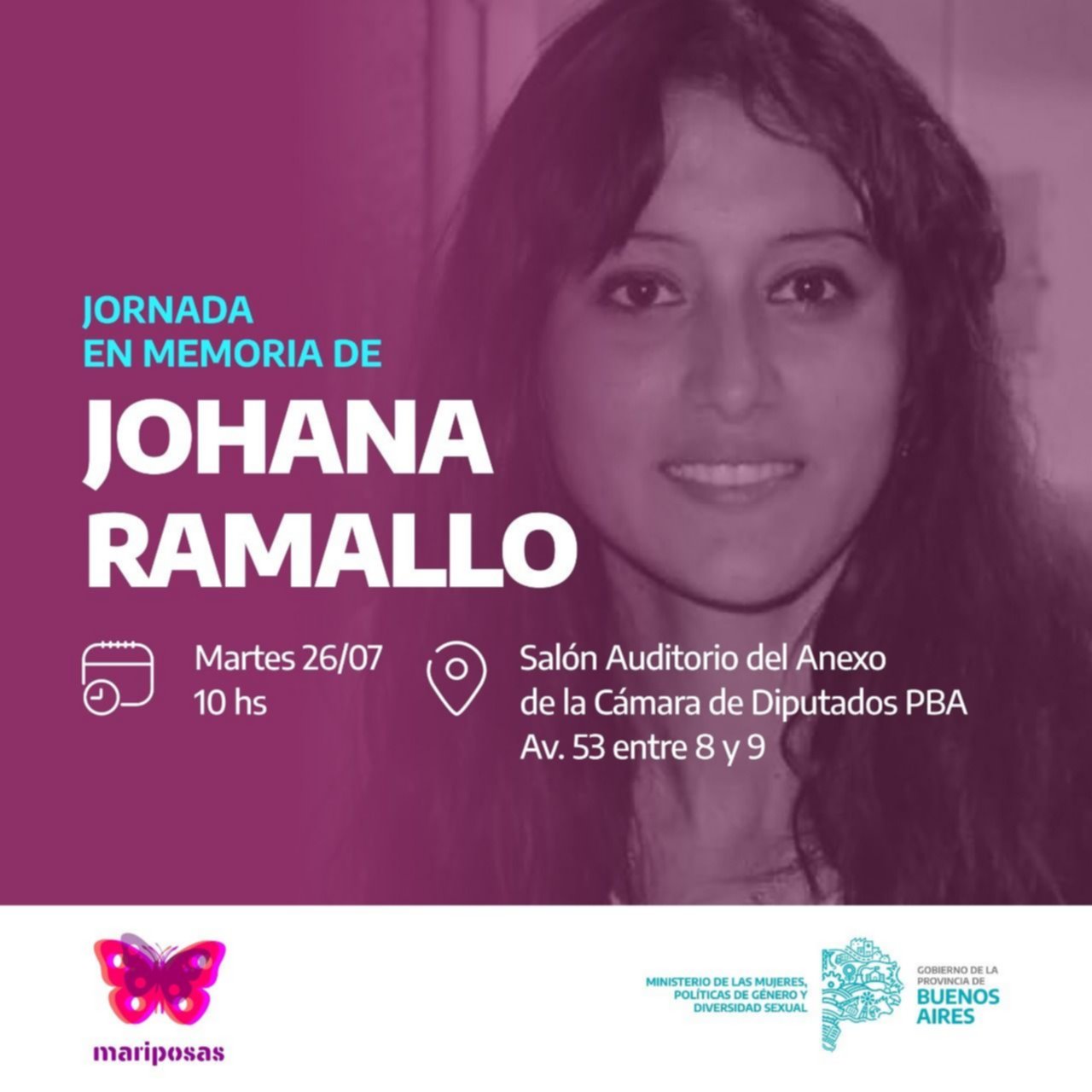 La jornada de memoria por Johana Ramallo se realizará este martes en la Cámara de Diputados de la provincia de Buenos Aires.