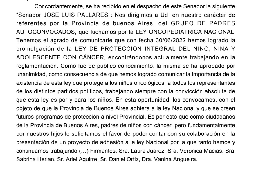 El pedido de los familiares de niños, niñas y adolescentes con cáncer a la Legislatura bonaerense. 