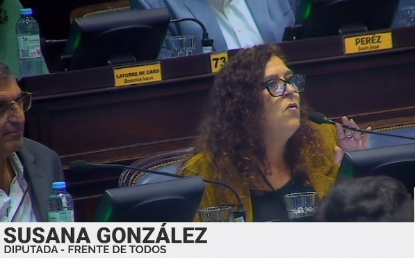 La ensenadense Susana Gonzáles largó la bronca por la falta de paridad de género en la Cámara de Diputados bonaerense.