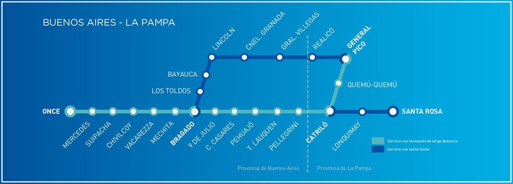 El Gobierno nacional busca restaurar el servicio del ramal Once-Bragado hasta la ciudad pampeana de Santa Rosa.