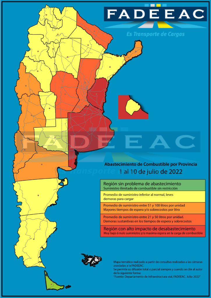  Mapa de abastecimiento de gasoil. Relevamiento del 1 al 10 de julio. 