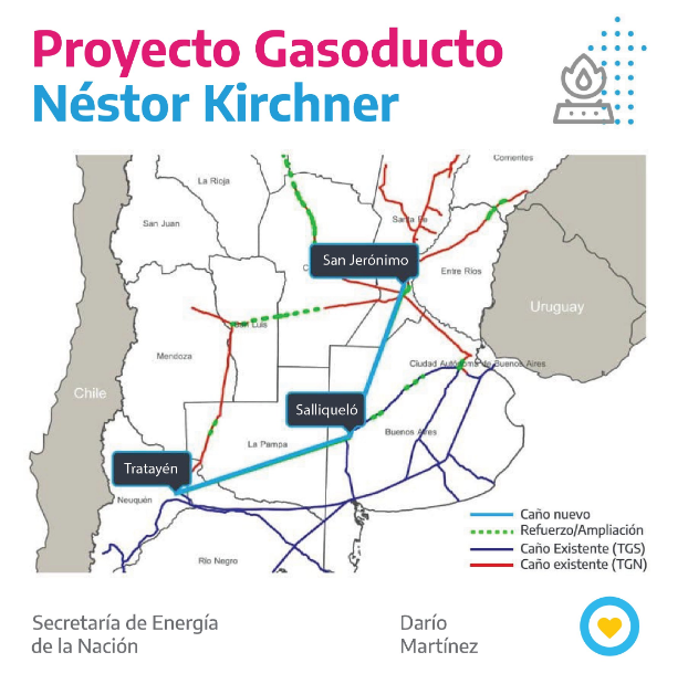 Mapa del proyecto Gasoducto Néstor Kirchner.