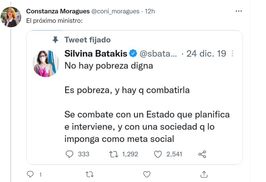 Los libertarios tampoco respaldan la llegada de Batakis al Ministerio de Economía. 
