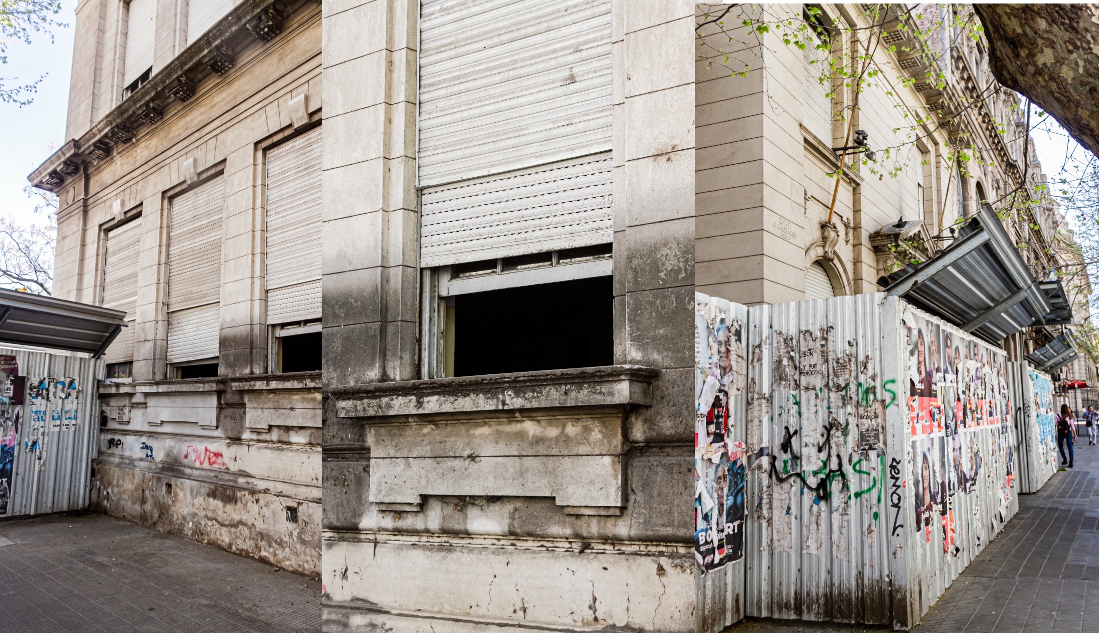 El edificio de la Escuela Valentín Vergara de Bahía Blanca hace cuatro años que esta vallado por peligro de derrumbe.