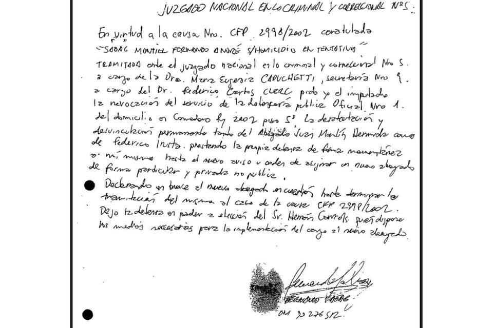El autor del atentado a la vicepresidenta Cristina Kirchner, Fernando Sabag Montiel, se dirigió al libertario Hernán Carrol.