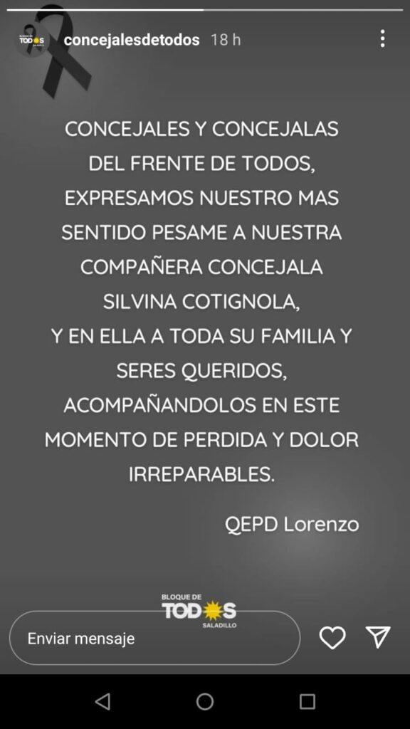 El comunicado que sacó el bloque de concejales del Frente de Todos de Saladillo.