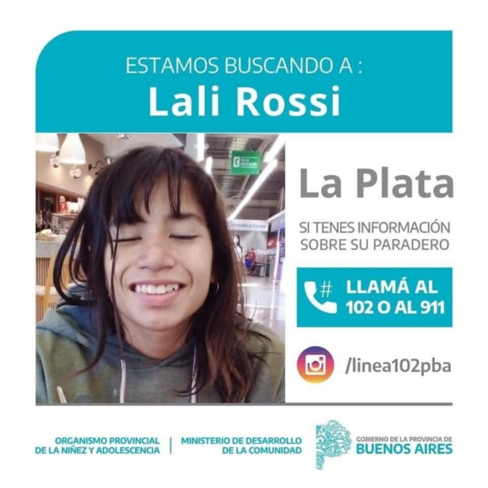 Buscan desde el domingo de la semana pasada a Lali Rossi, de 13 años, que desapareció del hogar de niñas y mujeres en el que vivía en la ciudad de La Plata.
