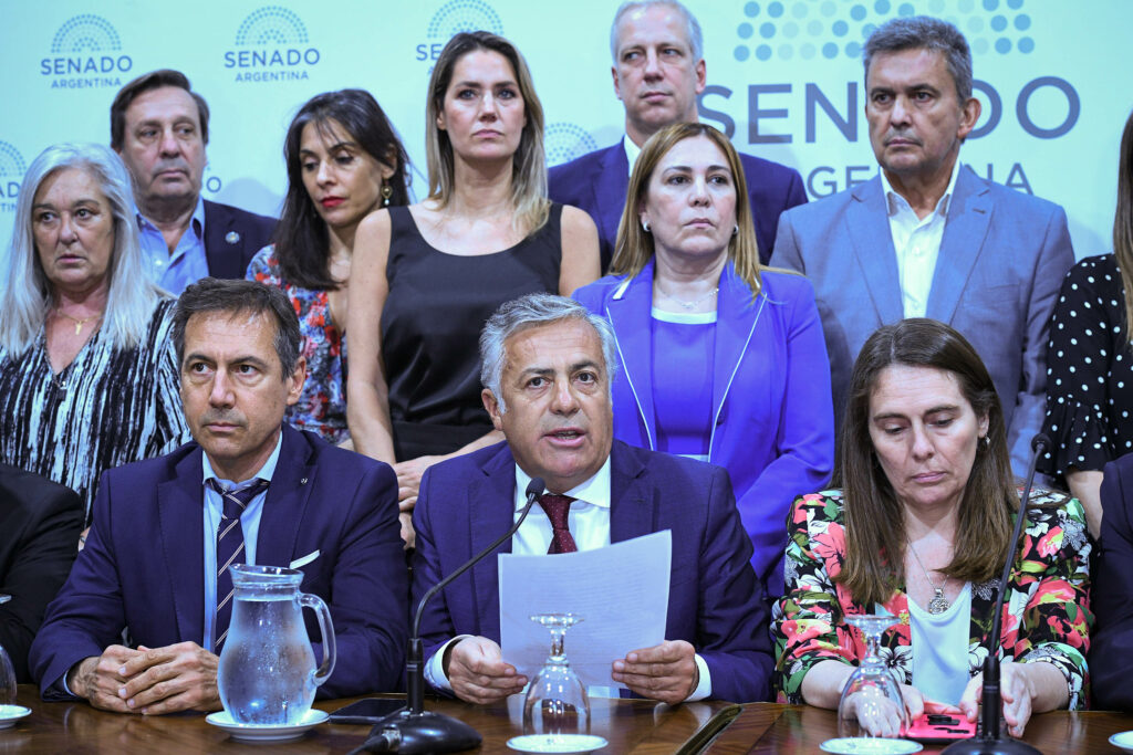 El bloque de Juntos por el Cambio en el Senado.