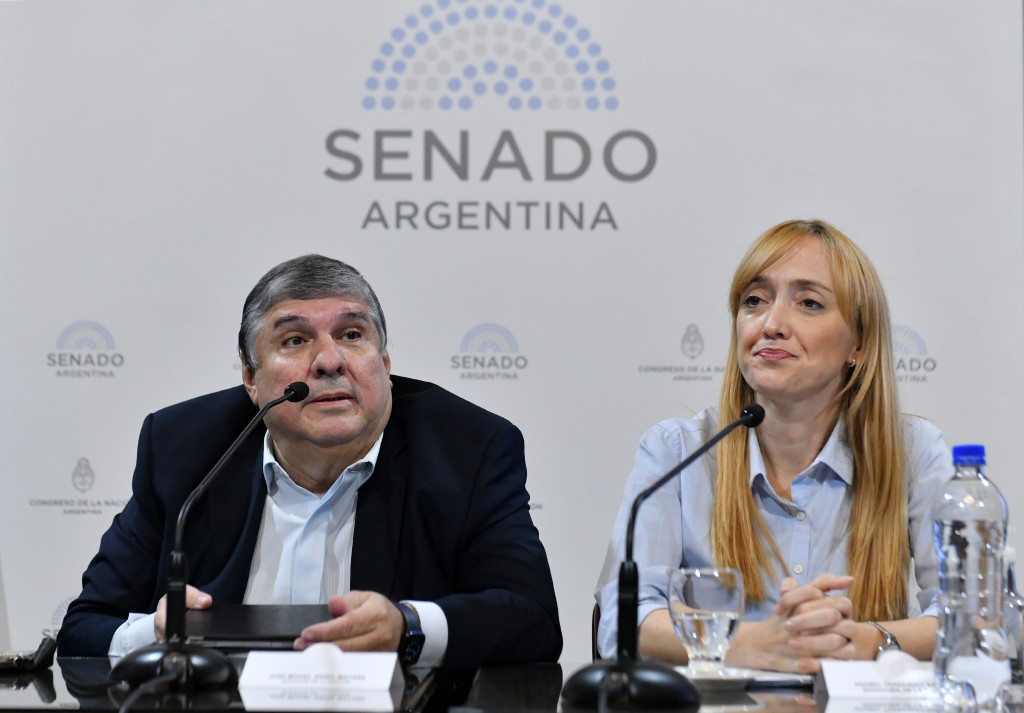 José Mayans y Anabel Fernández Sagasti, líderes del bloque del Senado del Frente de Todos.