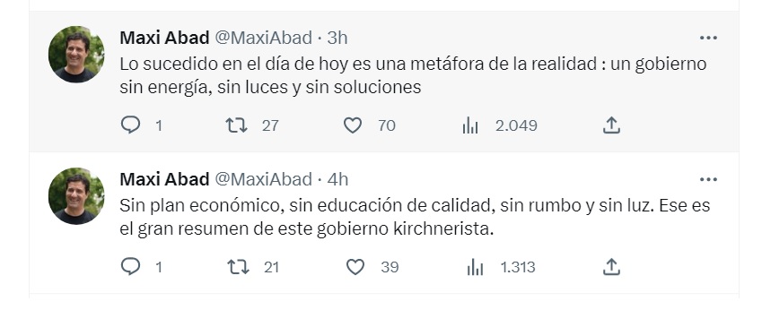 las críticas de la oposición al apagón masivo y la suspensión del discurso de Kicillof.