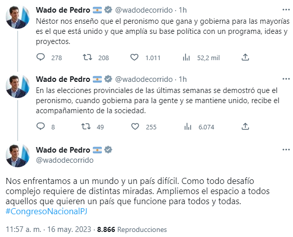 Wado de Pedro llamó a ampliar las bases del peronismo.