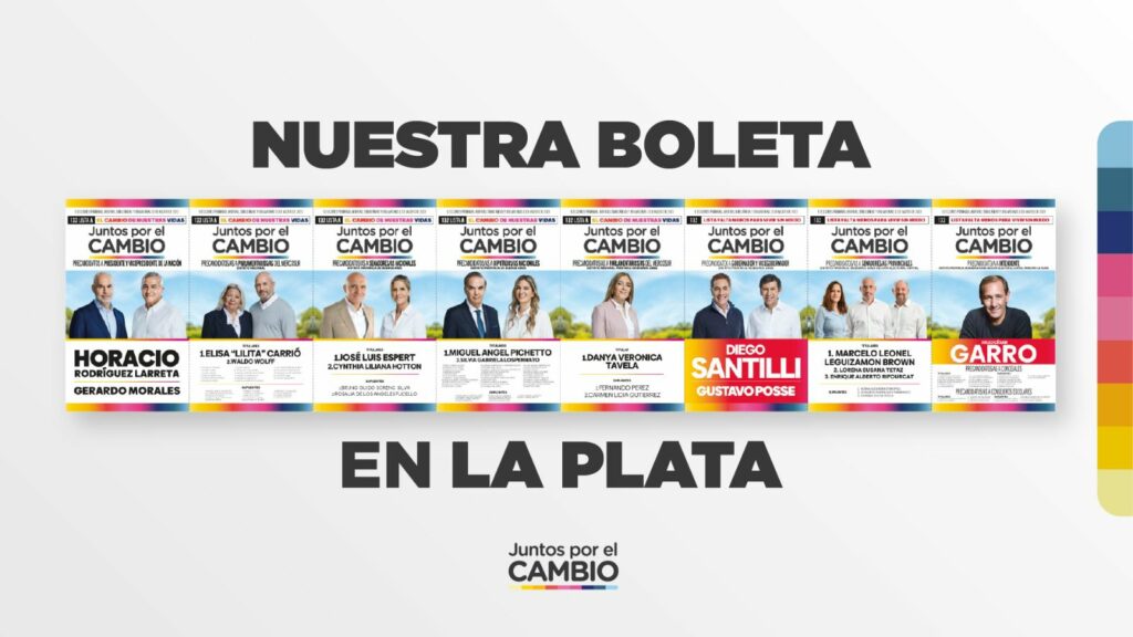 Así se ve la boleta de Garro, Santilli y Larreta en La Plata.