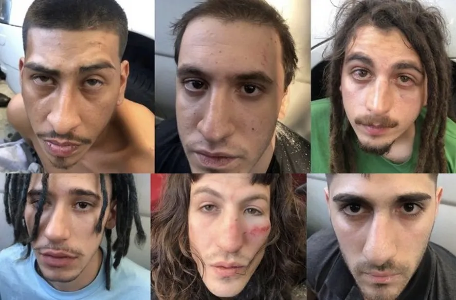 Los acusados por la violación grupal en Palermo: Ramos, Lykan, Pasotti, Domínguez, Retondo y Cuzzoni.
