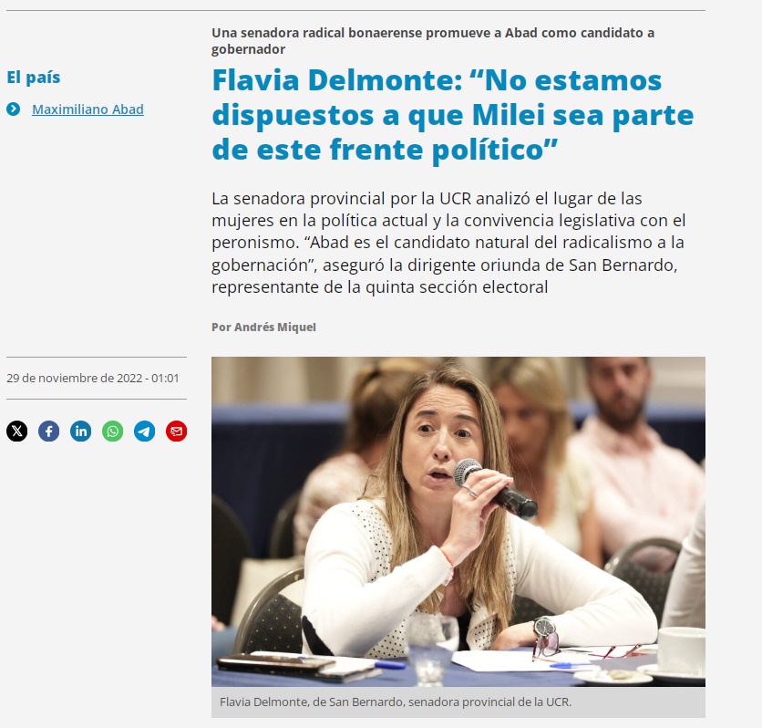 Flavia Delmonte hace unos meses criticaba a Javier Milei.