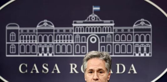 El secretario de Estado de los Estados Unidos, Antony Blinken, mantuvo una conferencia de prensa en Casa Rosada junto a la canciller Diana Mondino.