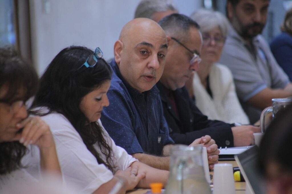 El titular de la Asociación Judicial Bonaerense, Hugo Russo, durante la última reunión paritaria.