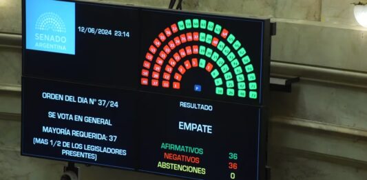 Los senadores votaron y aprobaron la Ley Bases en general.