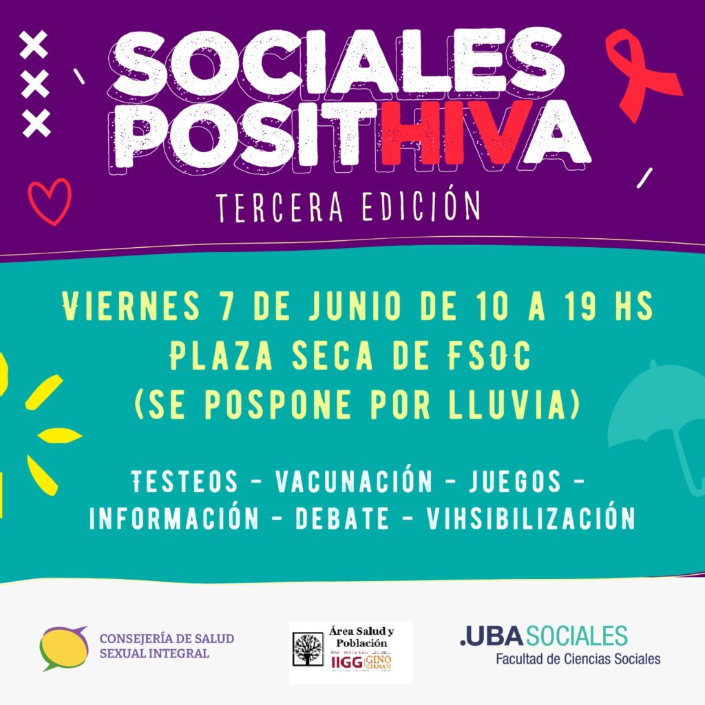 Sociales PositHIVa tendrá lugar este viernes en la Facultad de Ciencias Sociales de la UBA.