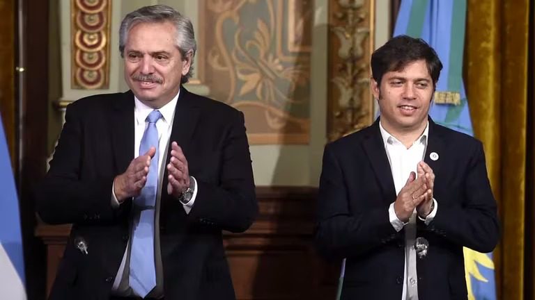 Alberto Fernández, ex presidente de la Nación, y Axel Kicillof, gobernador de la provincia de Buenos Aires.