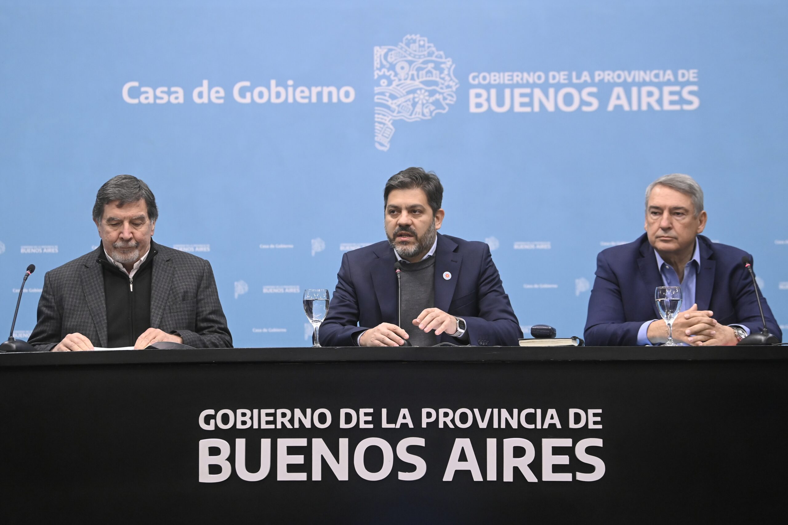 Alberto Sileoni, Carlos Bianco y Jorge D'Onofrio, funcionarios del Gobierno bonaerense.