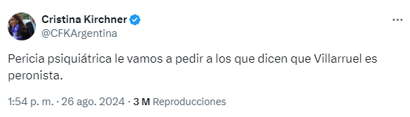 Cristina Kirchner chicaneó a Mayans en sus redes sociales.