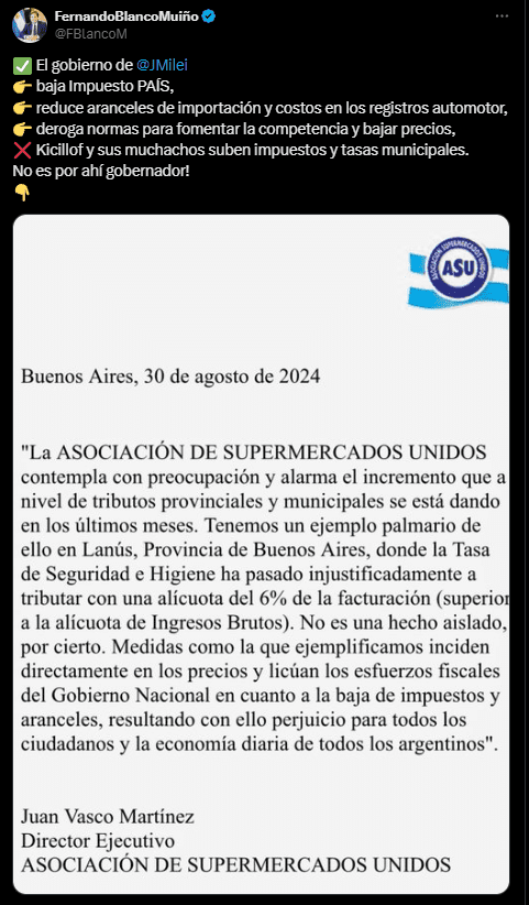 Cadam advirtió que las subas de las tasas municipales “generarán más inflación”, dado que “esos aumentos se trasladarán” a los productos.
