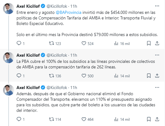 Kicillof arremetió contra Milei por la eliminación de la Red SUBE.