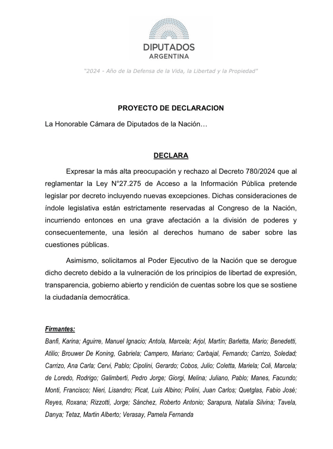 Diputados nacionales de la UCR repudiaron el DNU de Milei que restringe el acceso a la información pública.