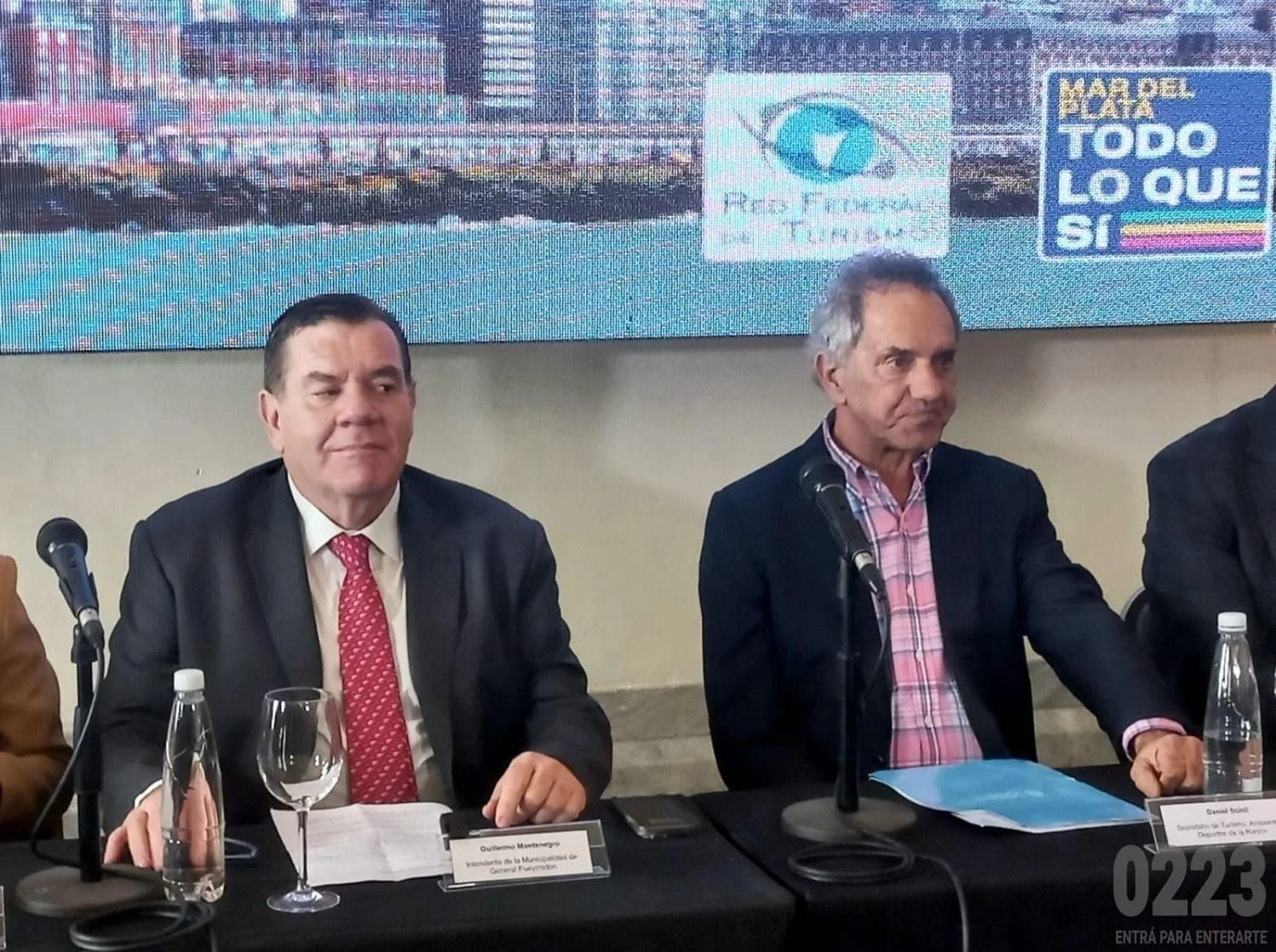 El intendente de Mar del Plata, Guillermo Montenegro, junto al secretario de Turismo, Ambiente y Deportes de la Nación, Daniel Scioli.