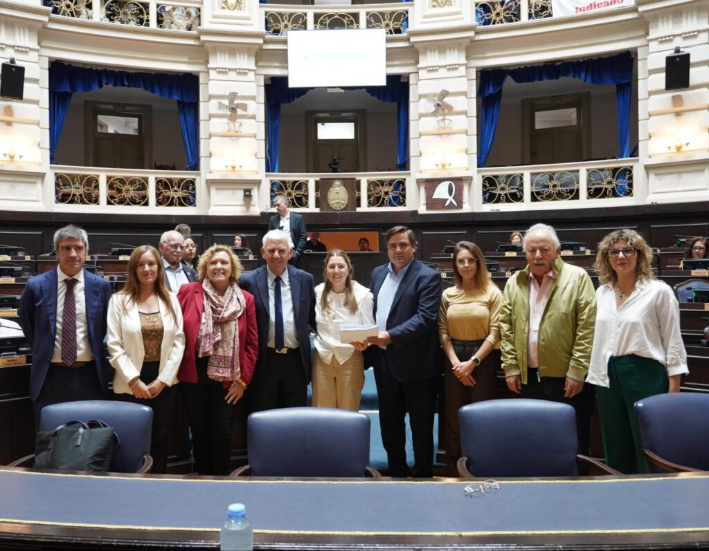 De izquierda a derecha, los autores del proyecto de Patagones: Fernando Compagnoni (PRO Libertad), Abigaíl Gómez (PRO Libertad), Anahí Bilbao (UCR+CF), Alejandro Dichiara (UxP), María Fernanda Bevilacqua (UxP), Emiliano Balbín (UCR+CF), Maite Alvado (UxP), Carlos Moreno (UxP) y Natalia Dziakowski (UCR-GEN)