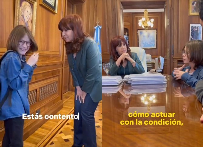 El influencer que concientiza sobre el autismo, Ian Monche, junto con la por entonces vicepresidenta de la Nación, Cristina Kirchner.