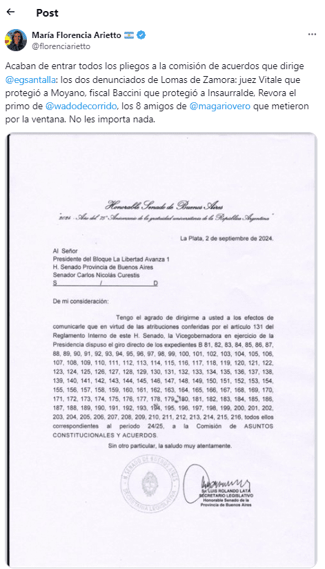 El bloque libertario del Senado bonaerense puso el grito en el cielo con varios pliegos judiciales. 