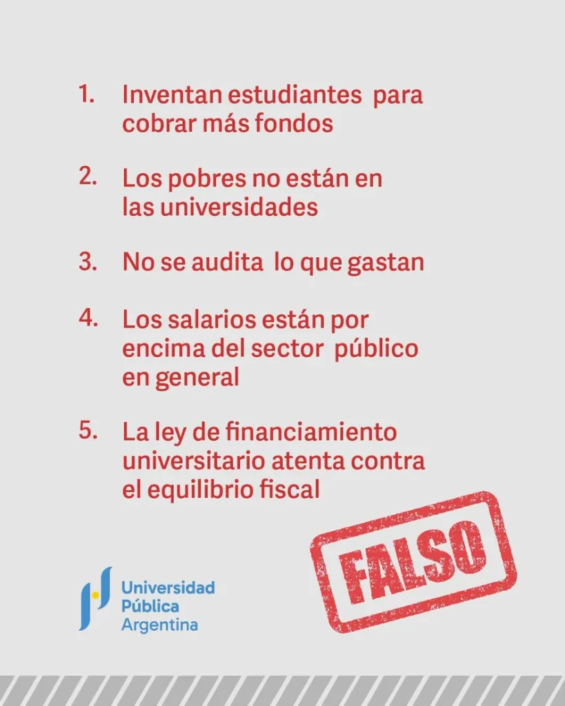 Una de las placas difundidas por el CIN donde desmienten categóricamente al Gobierno nacional.