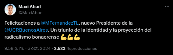 Abad celebró el triunfo de Miguel Fernández.