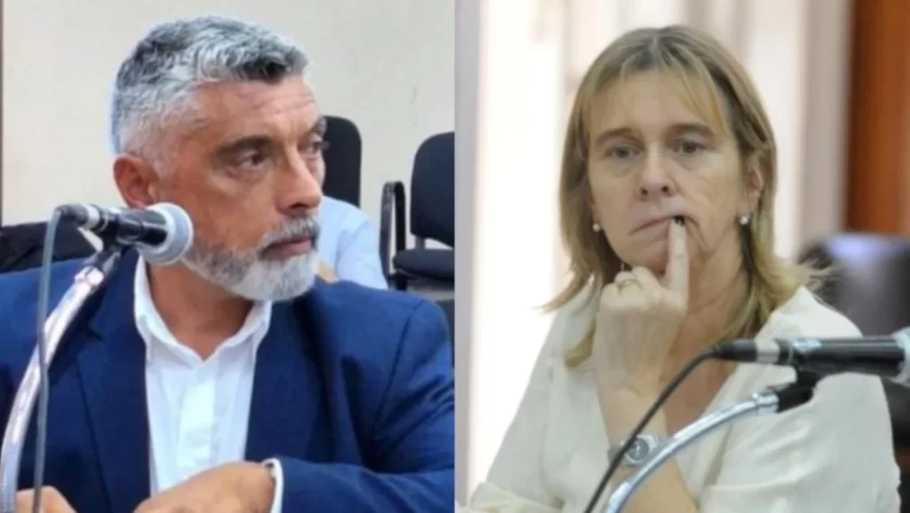 El concejal libertario Carlos Alonso y la titular del Concejo Deliberante de Bahía Blanca, María Teresa Gonard.