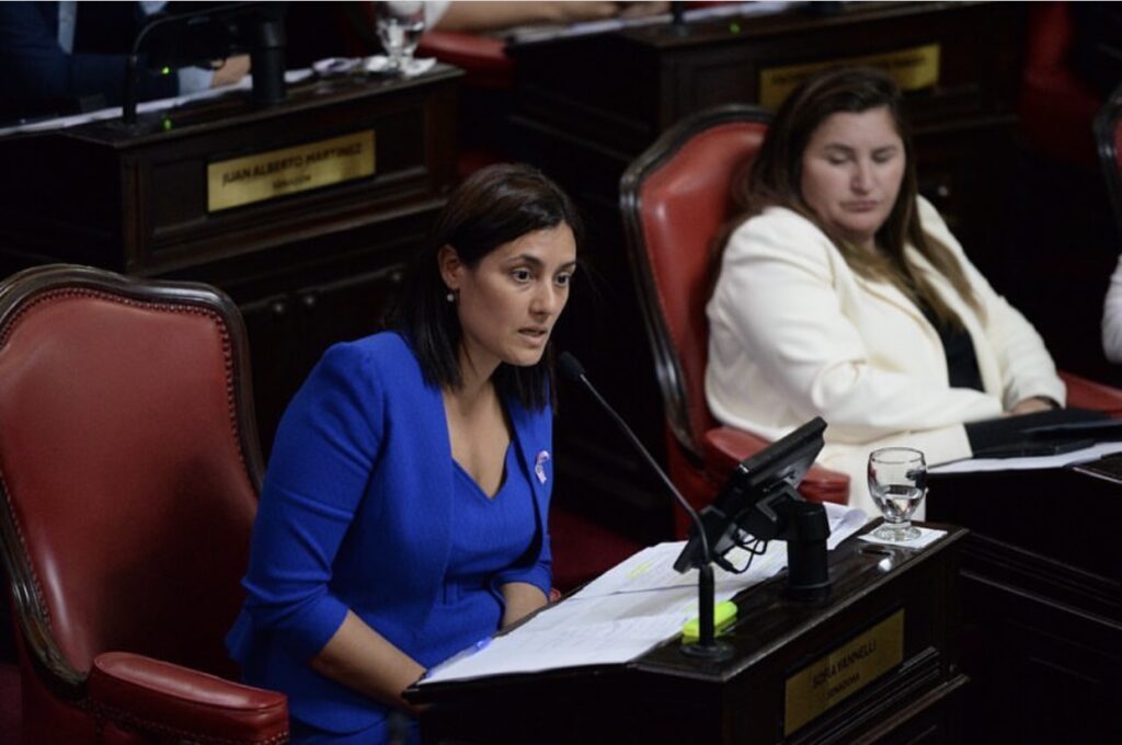 Laura Clark, Rosa Martínez y Sofía Vannelli, presentaron un proyecto para penar la violencia de género digital.