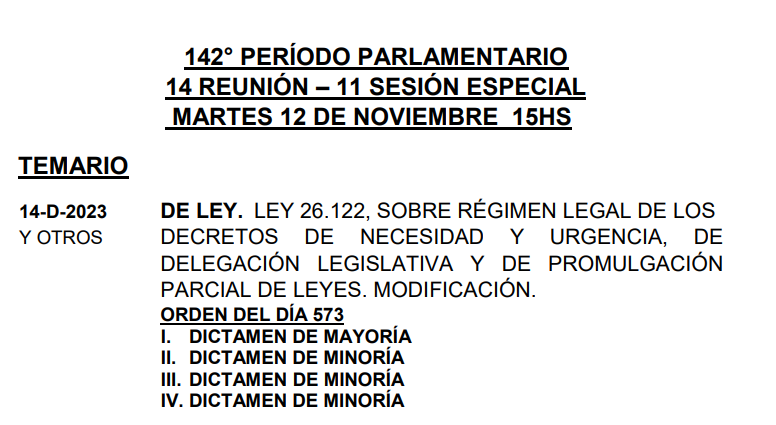 Diputados: la citación a la sesión del próximo martes en la que se debatirá una reforma de la Ley de DNU.