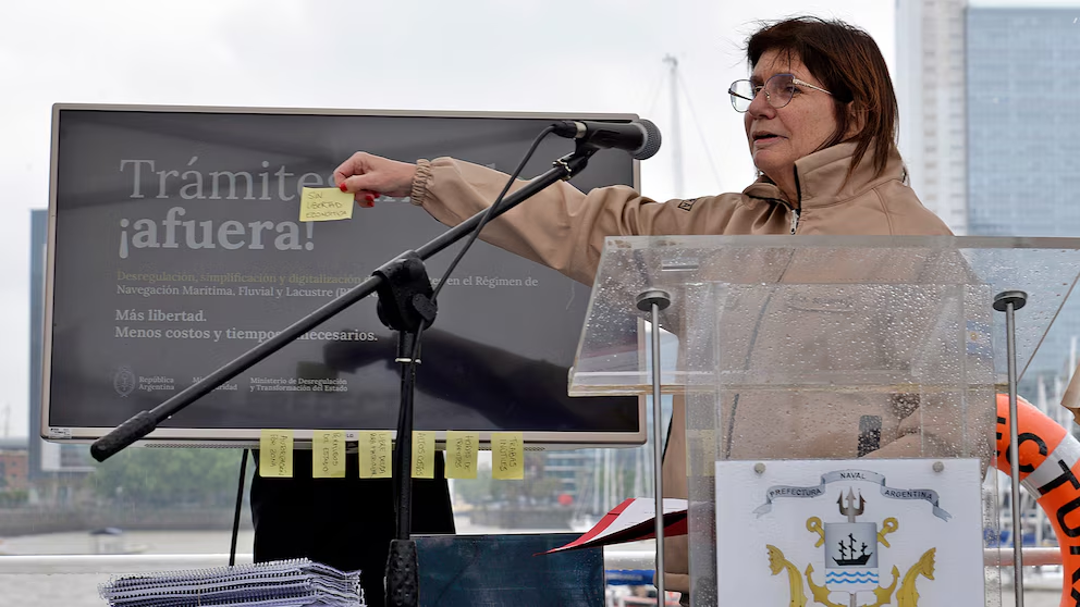 La ministra de Seguridad, Patricia Bullrich, durante el lanzamiento del nuevo REGINAVE.