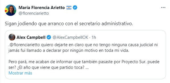 El tenso cruce entre los senadores del PRO y La Libertad Avanza, Alex Campbell y Florencia Arietto, por el pase de la platense a las filas libertarias.