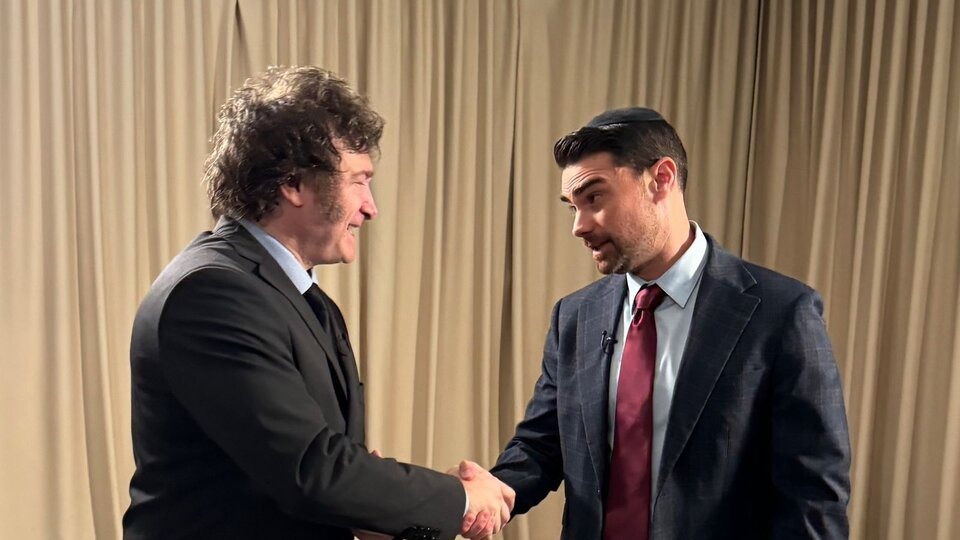 Milei junto al "influencer" estadounidense y muy afín a Trump, Ben Shapiro. 