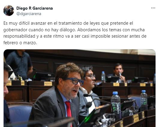 El titular del bloque UCR + Cambio Federal en la Cámara baja, Diego Garciarena, reclamó mayor diálogo del Ejecutivo.