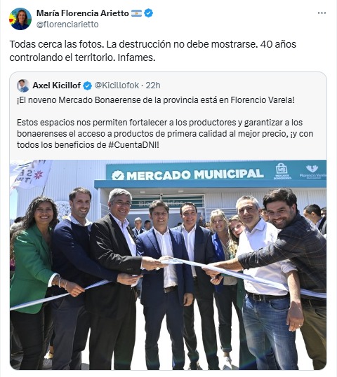 La senadora libertaria apuntó contra Kicillof por las obras en Florencio Varela.