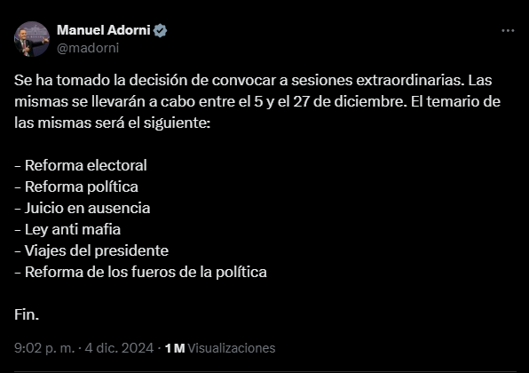 El Gobierno dejó trascender que la firma del decreto para llamar a las sesiones extraordinarias en el Congreso se efectivizará este lunes.